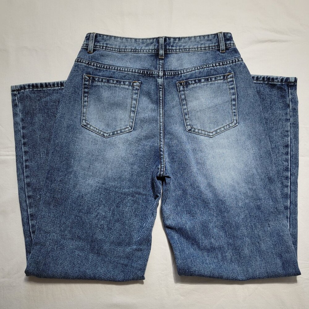High-Waisted Wide-Leg Jeans Womens Medium Wash Relaxed Fit Denim - Picture 8 of 8